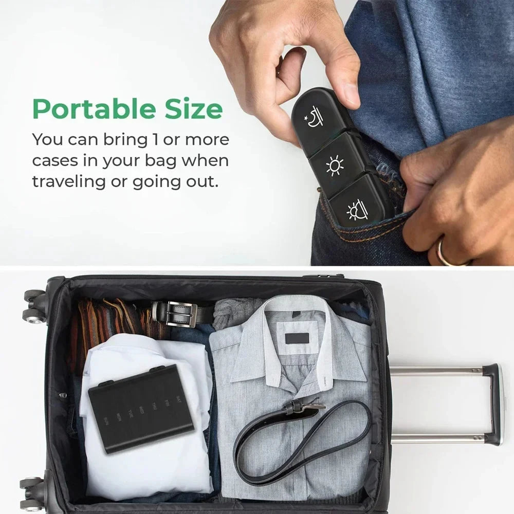 7 Day Weekly Pill Organizer 28 Grids 4 Times Daily Portable Stylish Business Bag Pill Box for Men Women Medicine Vitamin Storage
