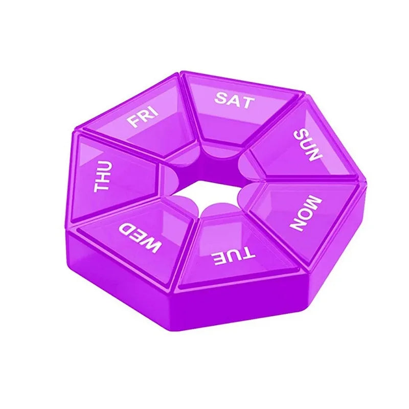 Weekly 7-day Pill Organizer Portable Travel Pill Box Multifunctional Small Medicine Case Black