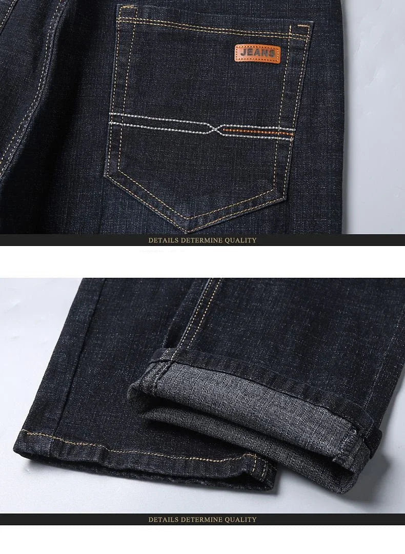 Men’s Autumn & Winter Stretch Straight-Leg Jeans, Sizes 28–40