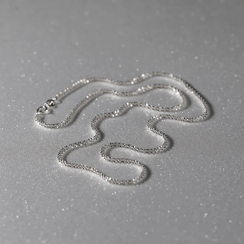 INZATT Real 925 Sterling Silver Sparkling Chain Pendant Choker Necklace for Women Light Luxury Minimalist Fine Jewelry