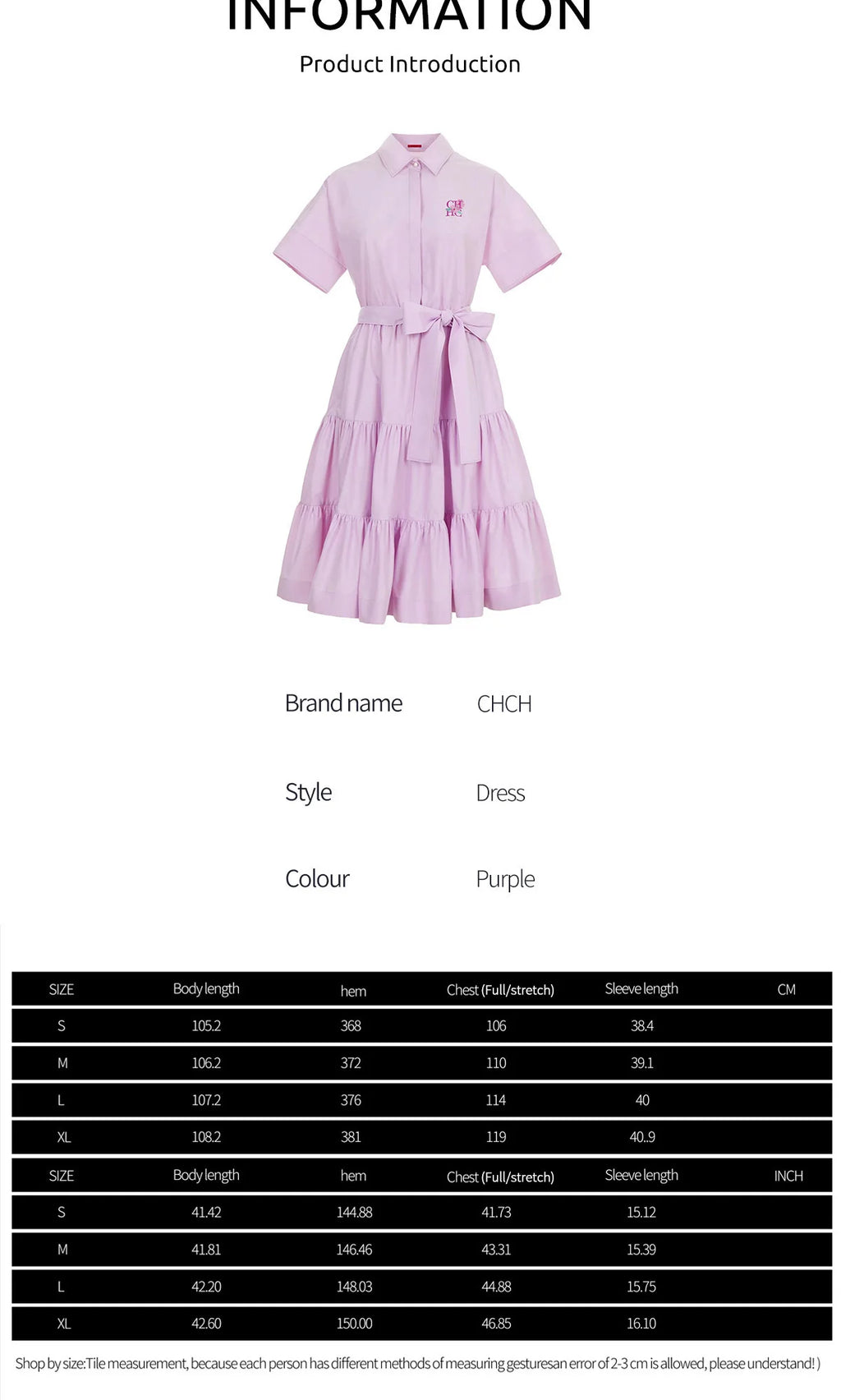 CHCH 2025 Women Dress Summer Office Lady Elegant Long Sleeve Solid Color Shirt Sundress Casual Loose Buttons Lace Up Dress