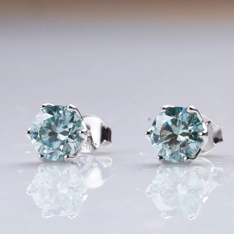 Butterflykiss D Color Moissanite Stud Earrings — 925 Sterling Silver | GRA Certified | 0.5CT, 1CT & 2CT | 20+ Colors