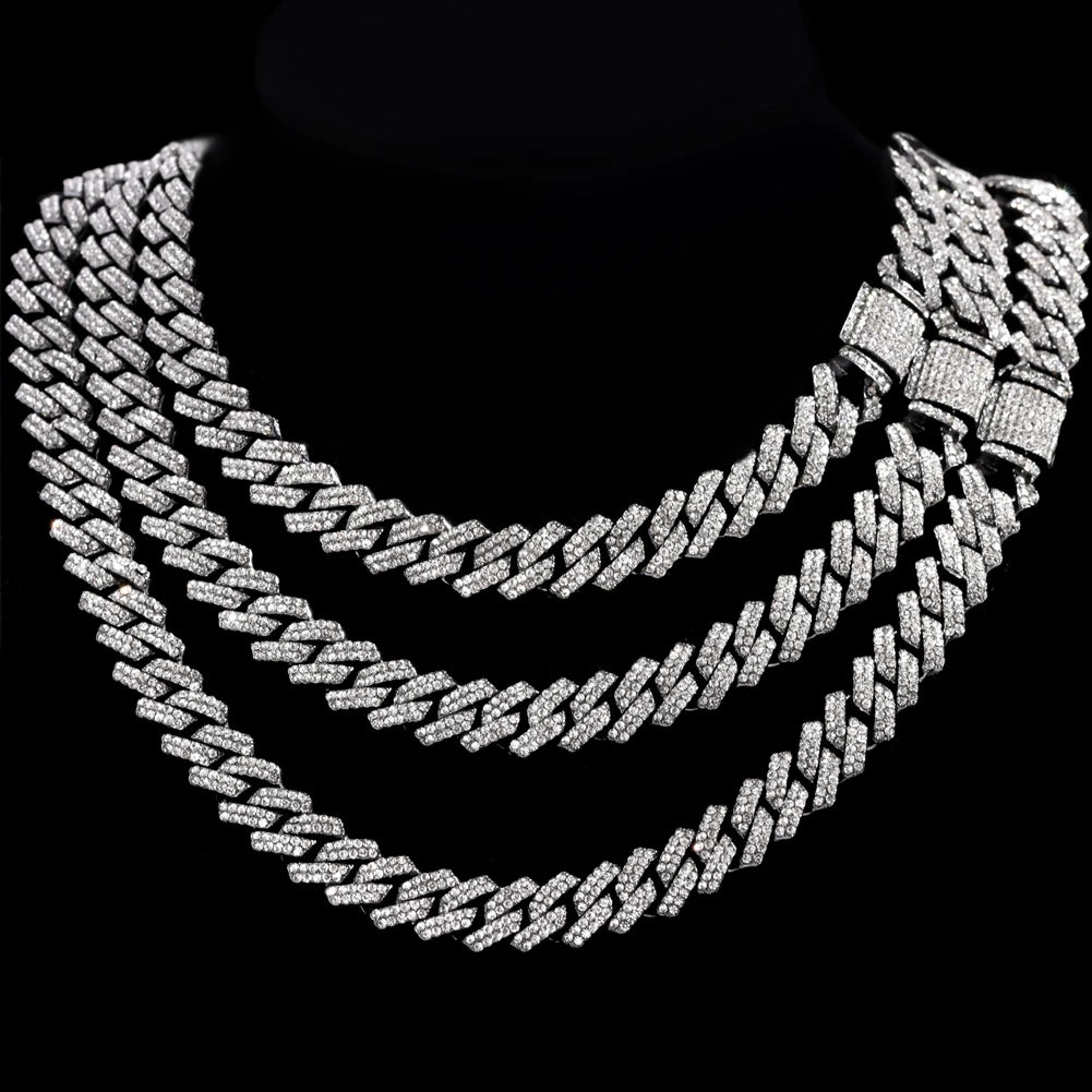 14mm Iced Out Rhombus Cuban Link Chain