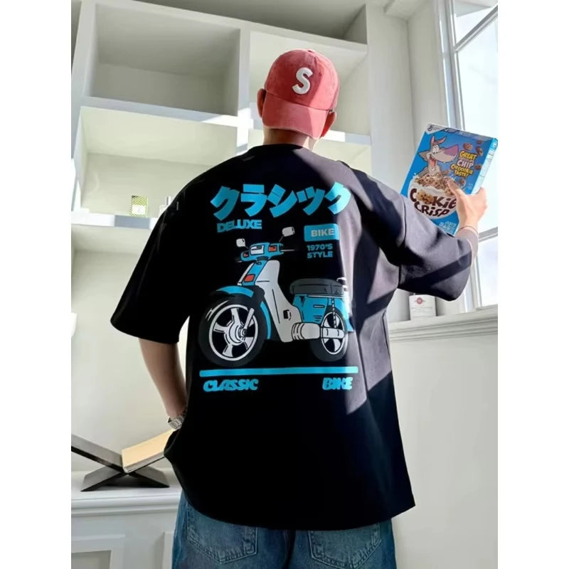 New Men's and Women's Motorcycle T-shirts for Summer.Featuring Car Logos. Round-neck Punk Casual Trendy Retro Short-sleeved Tops