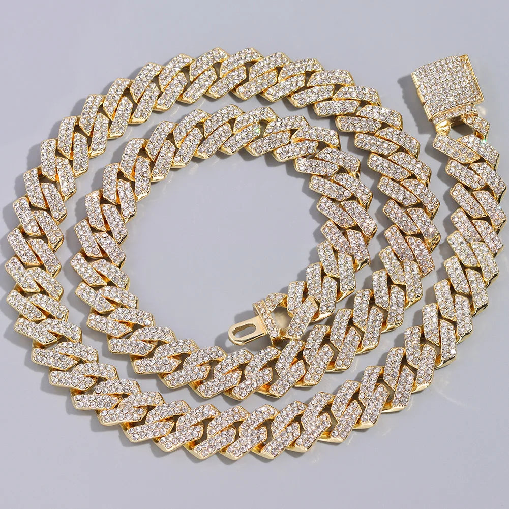 14mm Iced Out Rhombus Cuban Link Chain