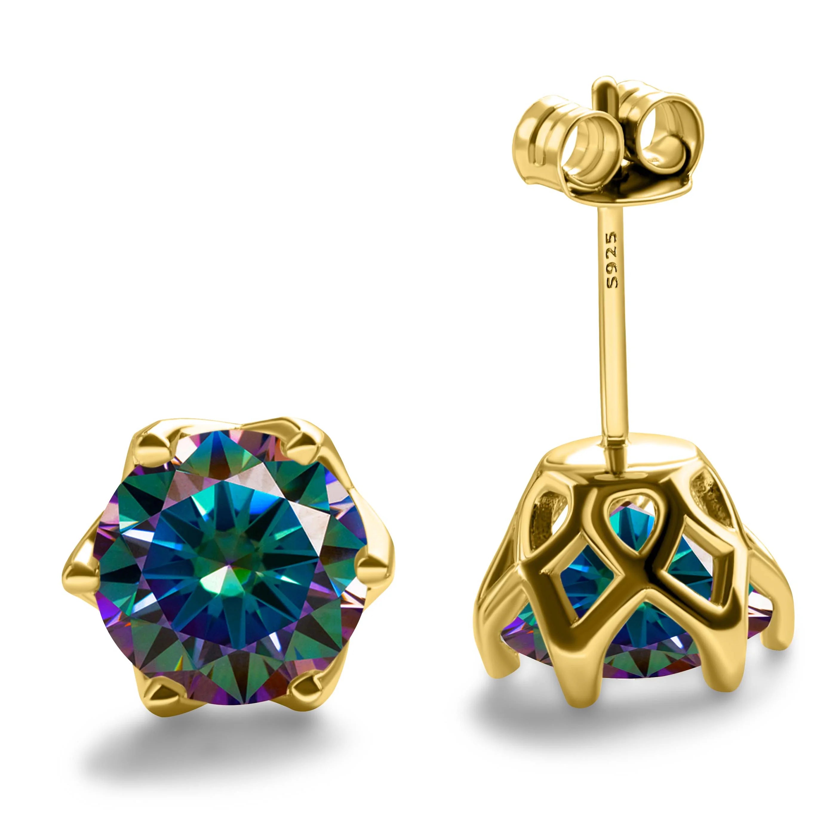 1-2 Carat D Color Moissanite Earrings For Women 100%925 Sterling Silver Ear Studs Fashionable and Brilliant