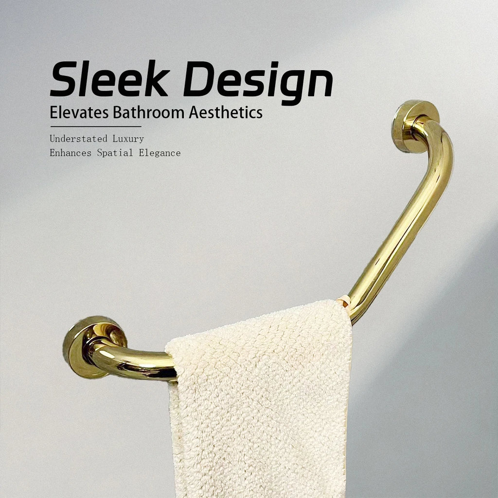 Golden Stainless Steel Grab Bars for Elderly, Thickened Non-Slip Bathroom Safety Grab Bars, Barrier-Free Toilet Grab Bars, Drilled Installation, Strong Load-Bearing