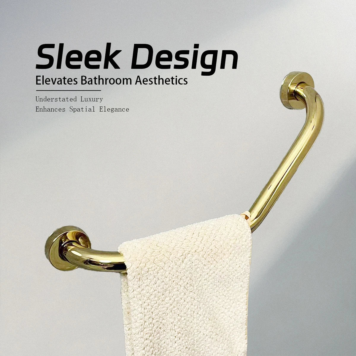 Golden Stainless Steel Grab Bars for Elderly, Thickened Non-Slip Bathroom Safety Grab Bars, Barrier-Free Toilet Grab Bars, Drilled Installation, Strong Load-Bearing