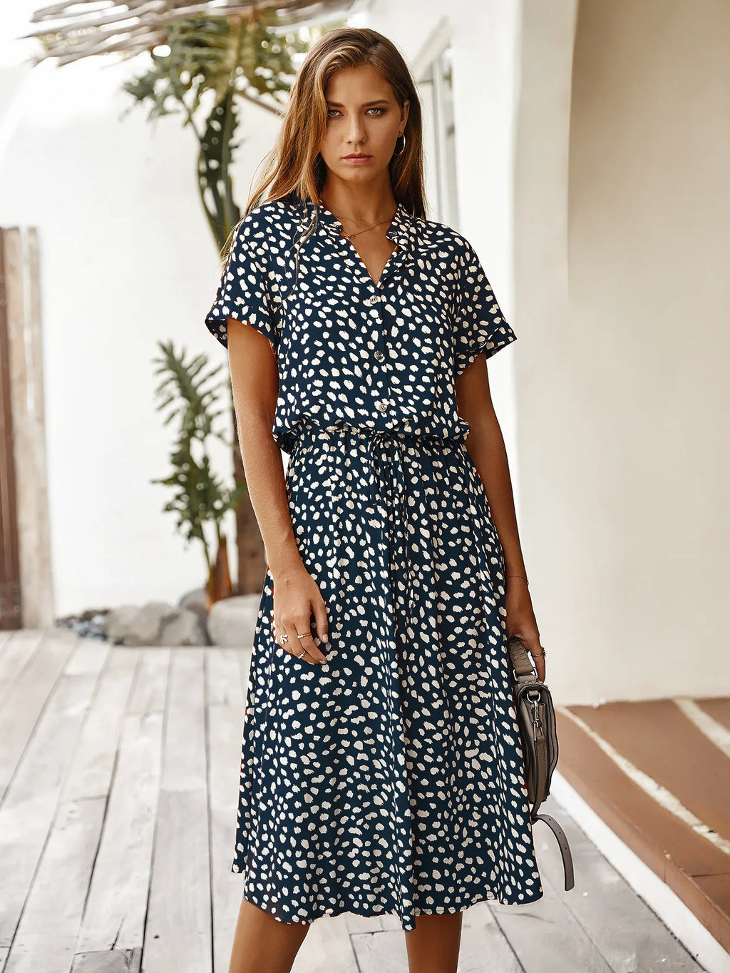 Vintage Floral Shirt Dress – Belted Mid-Calf Fit