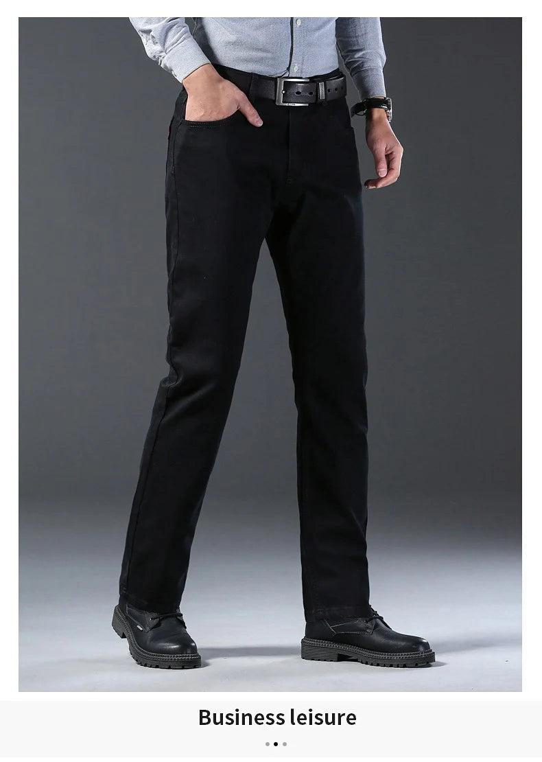 Men’s Classic Soft Stretch Black Straight-Leg Jeans
