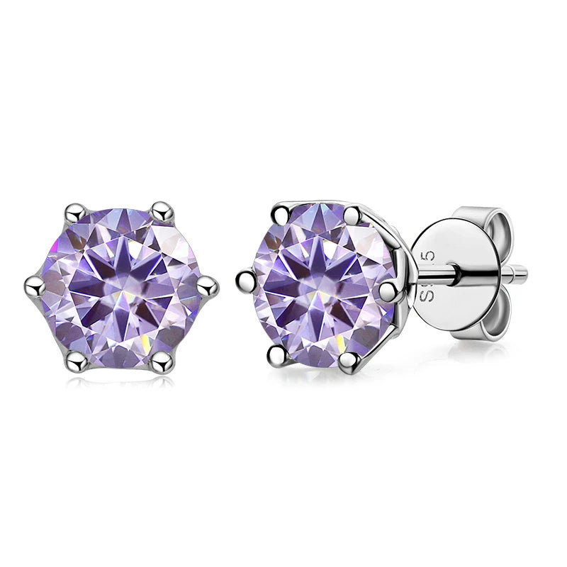 Butterflykiss D Color Moissanite Stud Earrings — 925 Sterling Silver | GRA Certified | 0.5CT, 1CT & 2CT | 20+ Colors