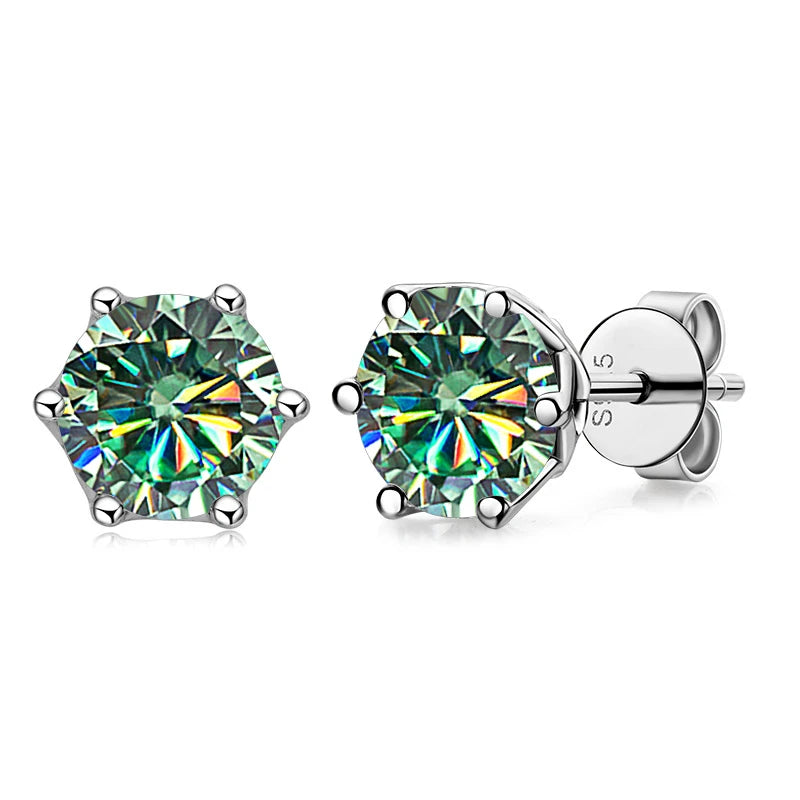 JoyceJelly VVS D Color Moissanite Stud Earrings — Russian Cut 8H8A | 925 Sterling Silver | 0.5CT–2CT | 20+ Colors