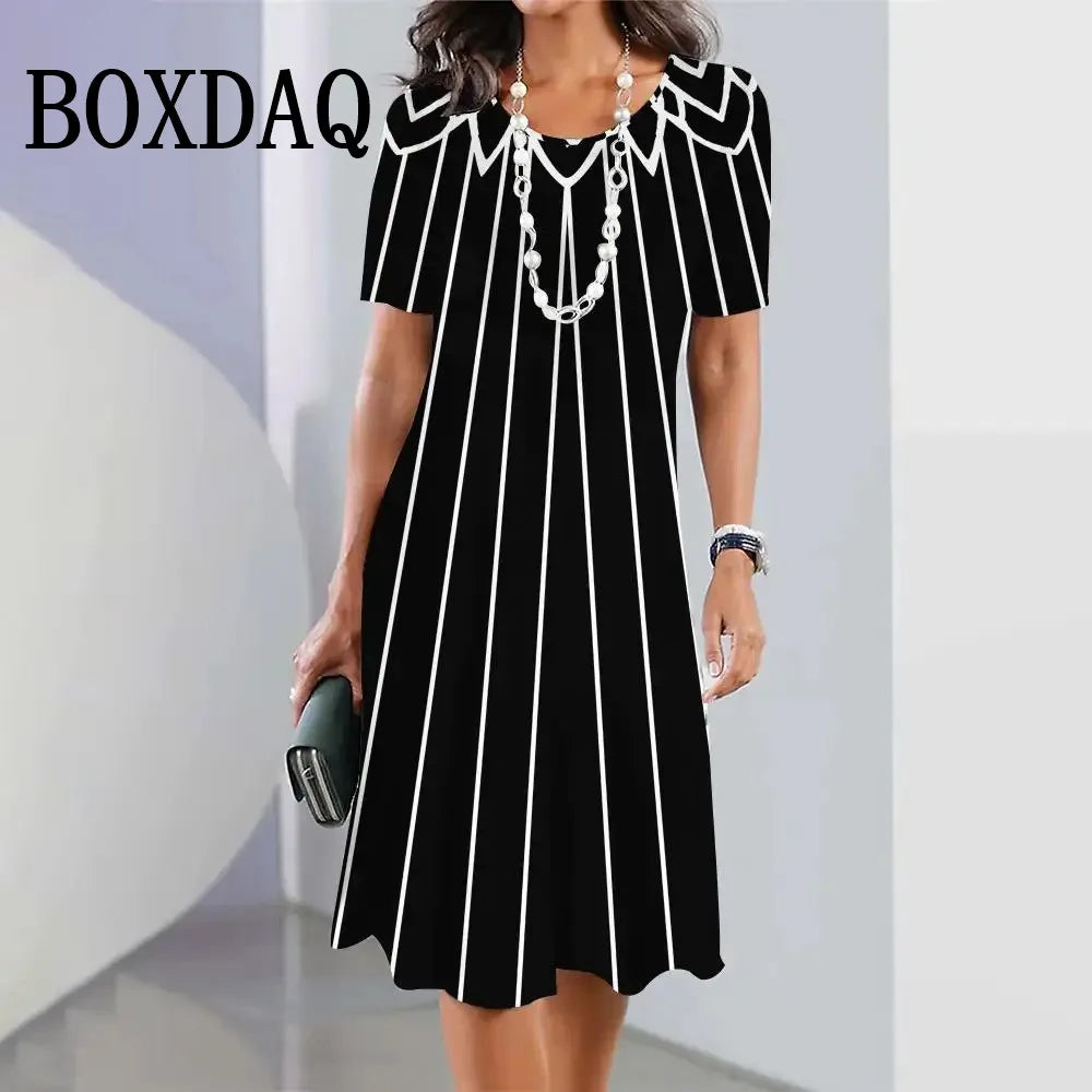 BOXDAQ Plus Size Gradient Print A-Line Dress — Short Sleeve O-Neck Loose | Casual Street | 1XL–9XL
