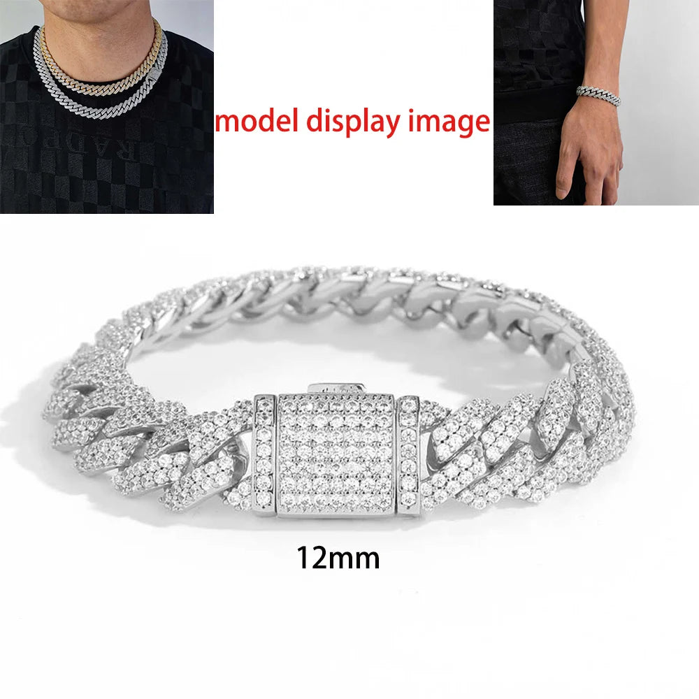 Iced Out CZ Cuban Link Chain — 10mm–20mm | Gold & Silver | Bracelet & Necklace | Men's Hip Hop Jewelry