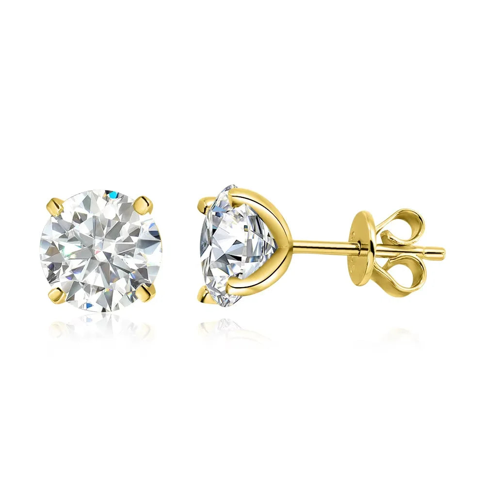 Smyoue D Color Moissanite Stud Earrings — 925 Sterling Silver 18K Rose Gold Plated | 0.1CT–5CT | Classic Wedding Jewelry