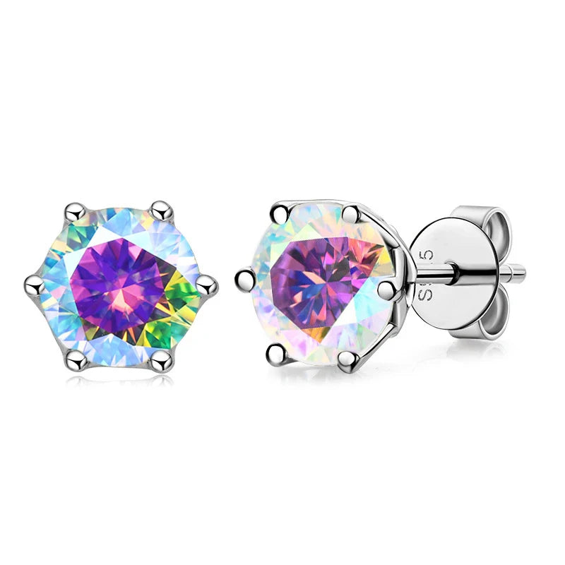 JoyceJelly VVS D Color Moissanite Stud Earrings — Russian Cut 8H8A | 925 Sterling Silver | 0.5CT–2CT | 20+ Colors