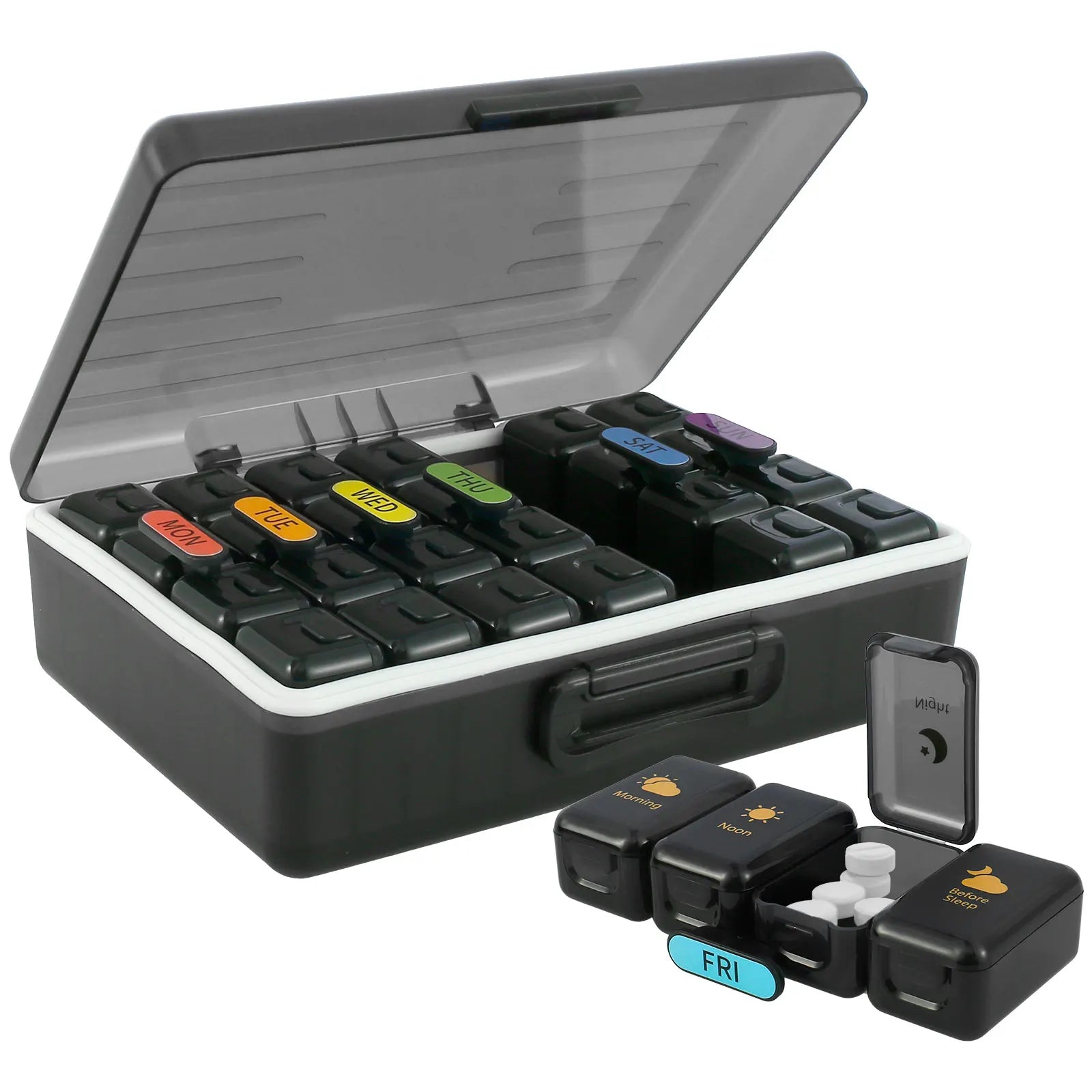 Pill Organizer Box AM PM Pill Distribution Container Portable Travel Tablets Vitamins Medicinel Cases Box Fish Oil/Supplements