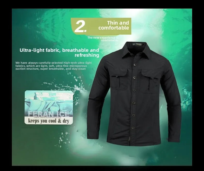 Lightweight Breathable shirt tactical multifunctional shirt outdoor long sleeved work shirt breathable sports sun protection