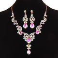 Luxury Rhinestone Jewelry Set Elegant Shiny Necklace Earrings Set Adjustable Waterdrop Pendant Wedding Bridal Accessories