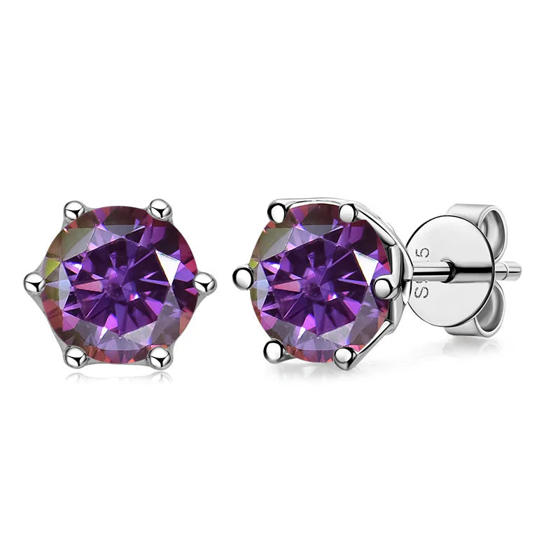JoyceJelly VVS D Color Moissanite Stud Earrings — Russian Cut 8H8A | 925 Sterling Silver | 0.5CT–2CT | 20+ Colors