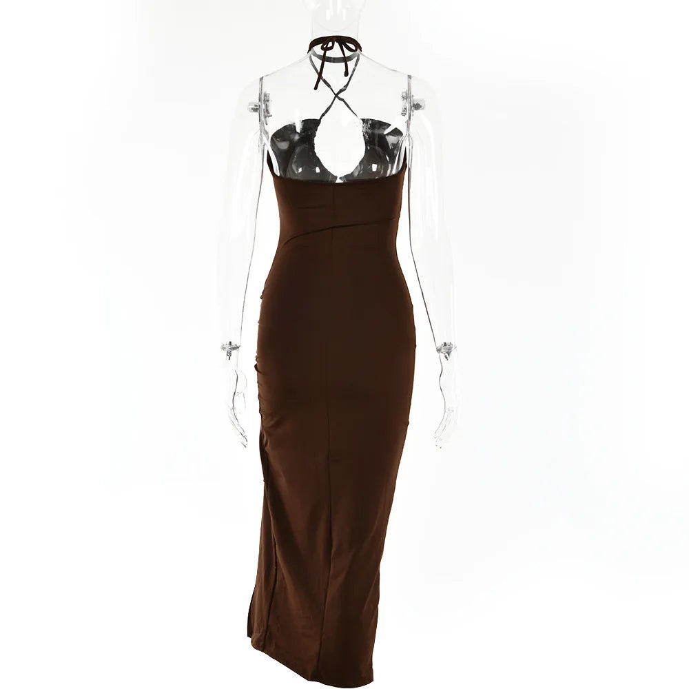 Women's Sleeveless Backless Bodycon Midi Dress – Slim Night Out & Club Dress