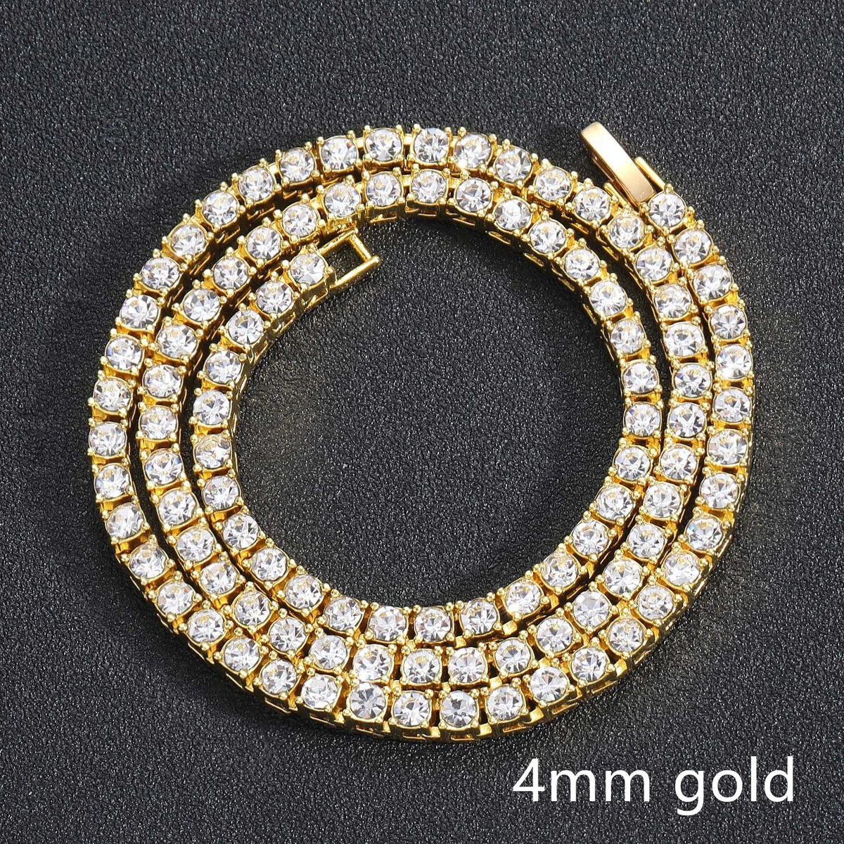 Iced Out Tennis Chain Necklace & Bracelet — 4mm or 5mm, Gold or Silver Tone | Unisex