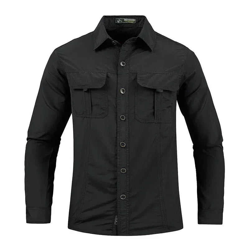Men's Tactical Multifunctional Long Sleeve Work Shirt — Lightweight Breathable Polyester Sun Protection Outdoor Shirt | Spring Summer | M–5XL