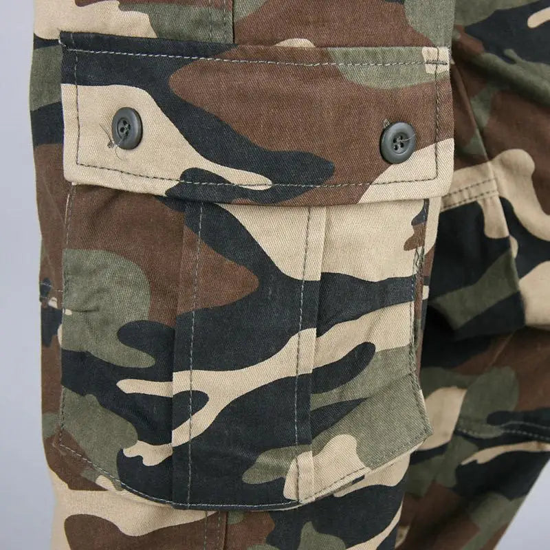 Men's Tactical Camouflage Overalls High-Quality Cotton Multi-Pocket Trousers Sports Training Casual Work Pants