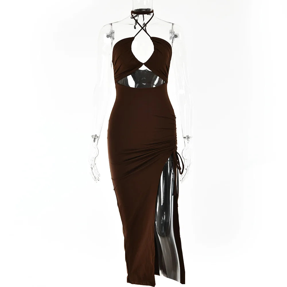 Women's Sleeveless Backless Bodycon Midi Dress – Slim Night Out & Club Dress