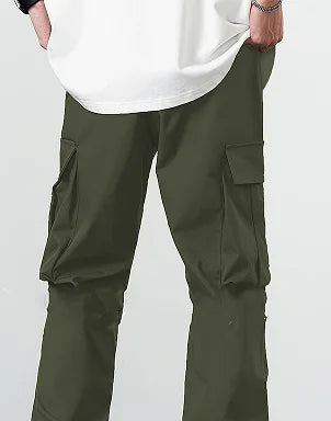 2026new men's workwear pants, European and American men's loose straight casual pants, men's workwear pocket pants