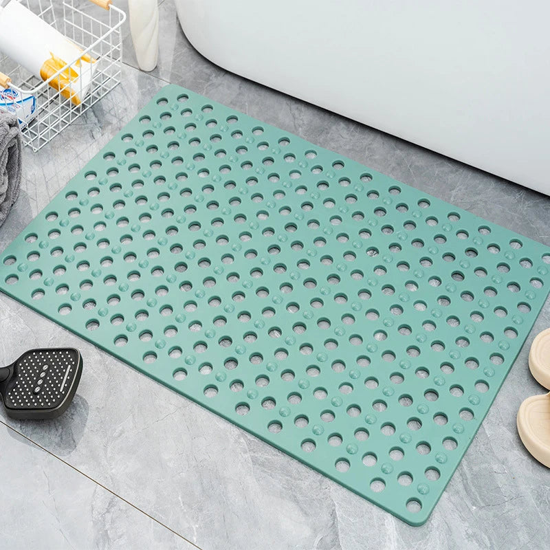Slip Anti Mould Rubber Anti Slip Bath Mat With Drain Holes Machine Washable Antibacterial Resistant Shower Mat For Shower Or Tub