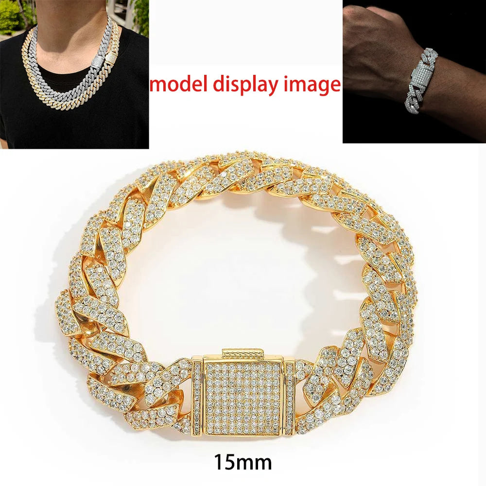 Iced Out CZ Cuban Link Chain — 10mm–20mm | Gold & Silver | Bracelet & Necklace | Men's Hip Hop Jewelry