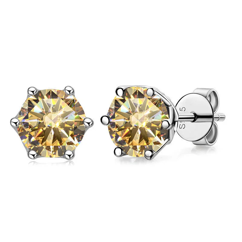 Butterflykiss D Color Moissanite Stud Earrings — 925 Sterling Silver | GRA Certified | 0.5CT, 1CT & 2CT | 20+ Colors