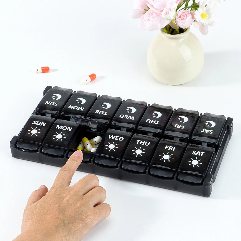 A Weekly Pill Organizer, A 7-day Pill Box, A Cute Pill Box For Travel, A Daily Pill Dispenser Stand Container For Medication