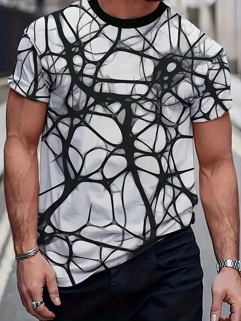 Men's fashion T-shirts interesting pattern 3D printing T-shirts casual graffiti short-sleeved T-shirts men's round neck T-shirts