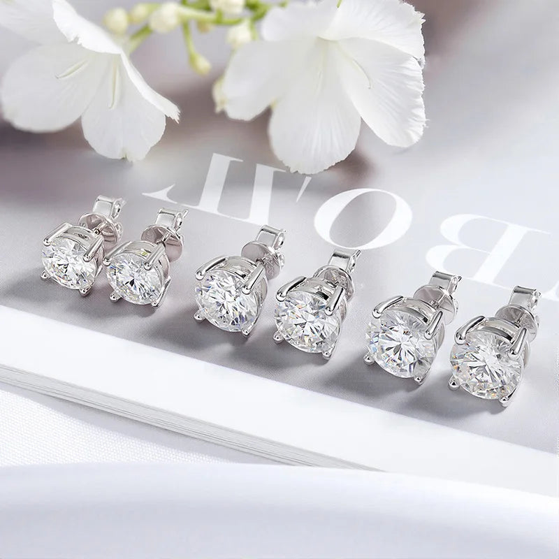 Smyoue 0.1-3CT Test Passed Moissanite Studs Earrings for Men Women S925 Silver Platinum Plated Bride Wedding Lab Diamond Studs