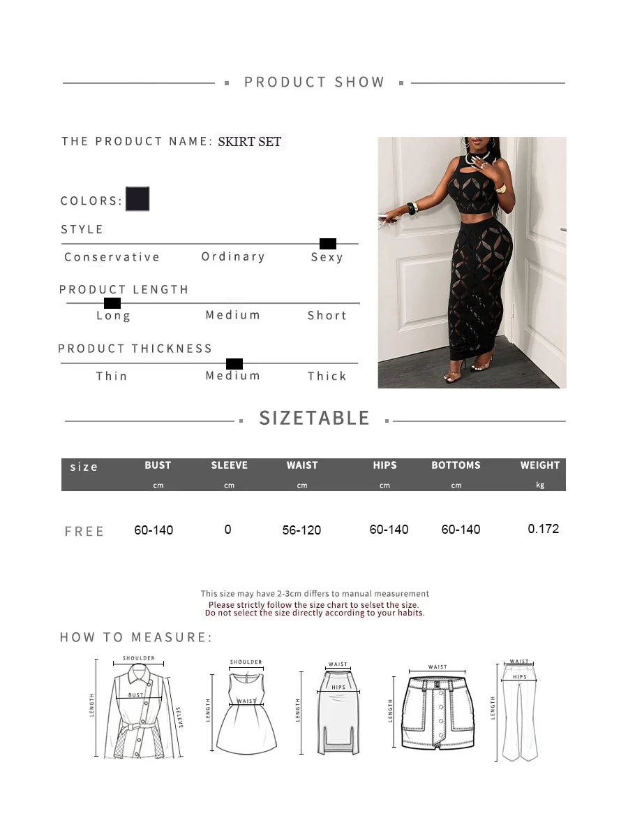Sheer Mesh Crop Top & Bodycon Mini Skirt Set