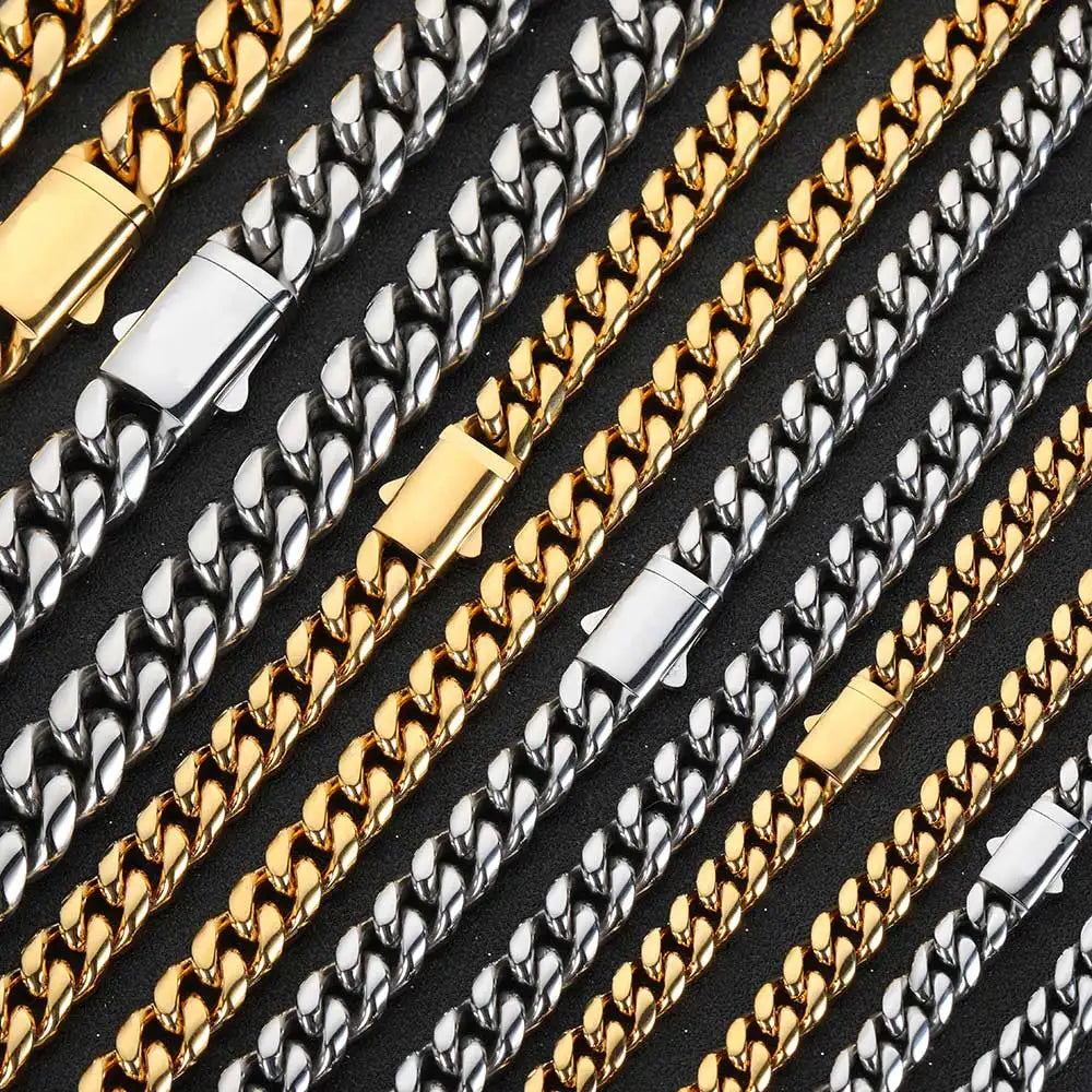 Stainless Steel Cuban Link Necklace or Bracelet – 8–14mm