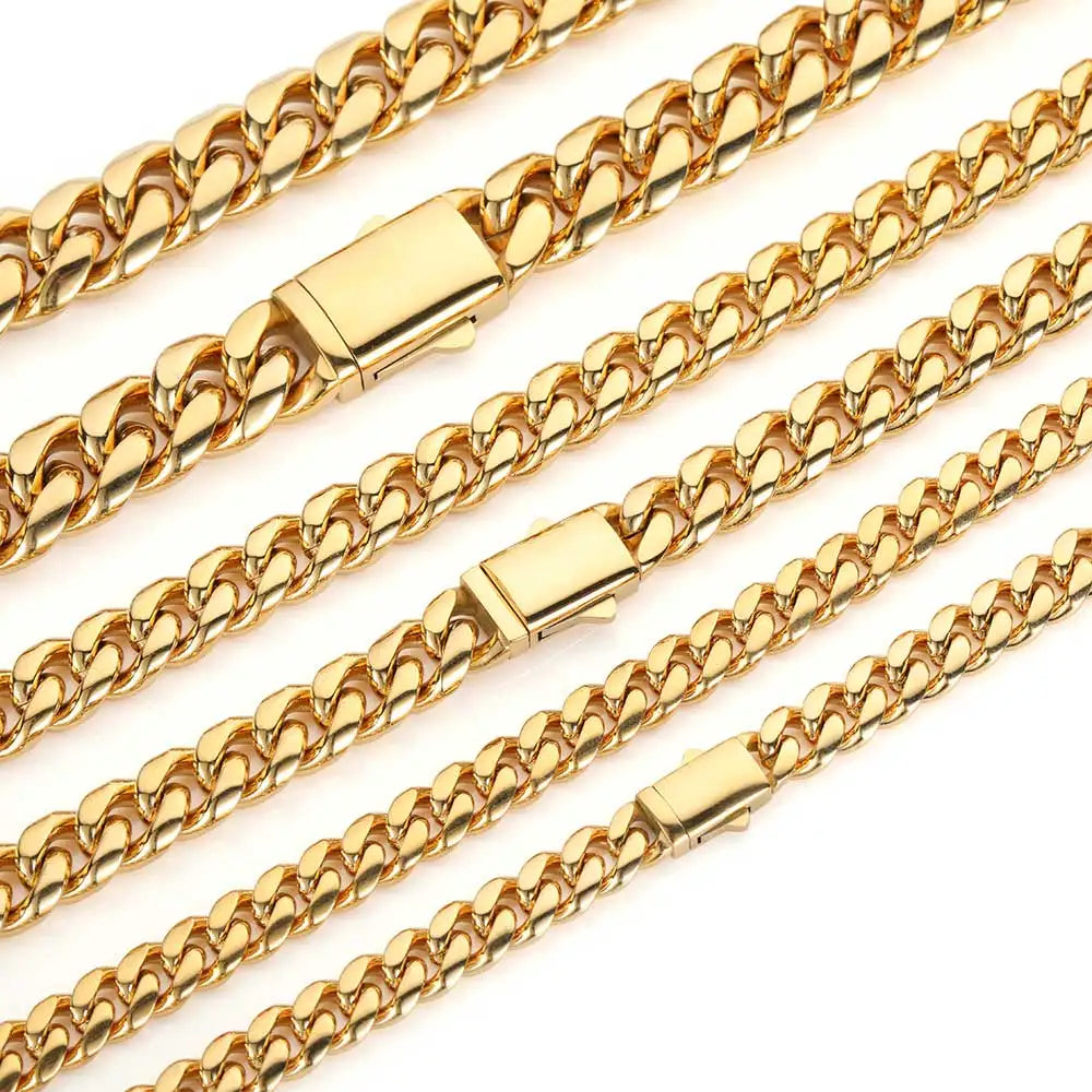 Stainless Steel Cuban Link Necklace or Bracelet – 8–14mm