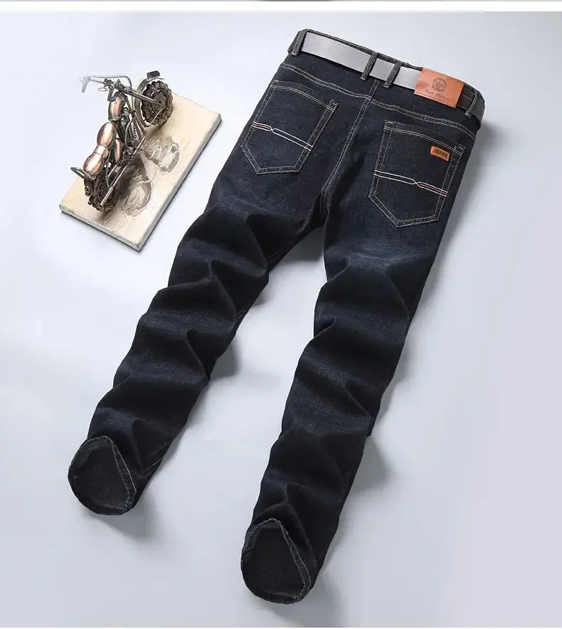 Men’s Autumn & Winter Stretch Straight-Leg Jeans, Sizes 28–40