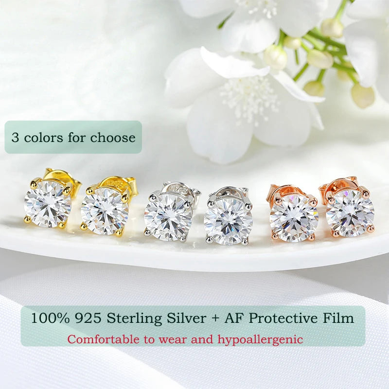 Smyoue 0.1-3CT Test Passed Moissanite Studs Earrings for Men Women S925 Silver Platinum Plated Bride Wedding Lab Diamond Studs