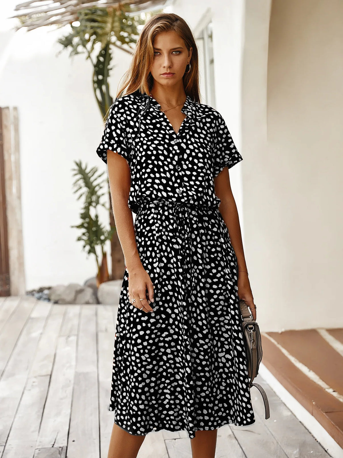 Vintage Floral Shirt Dress – Belted Mid-Calf Fit