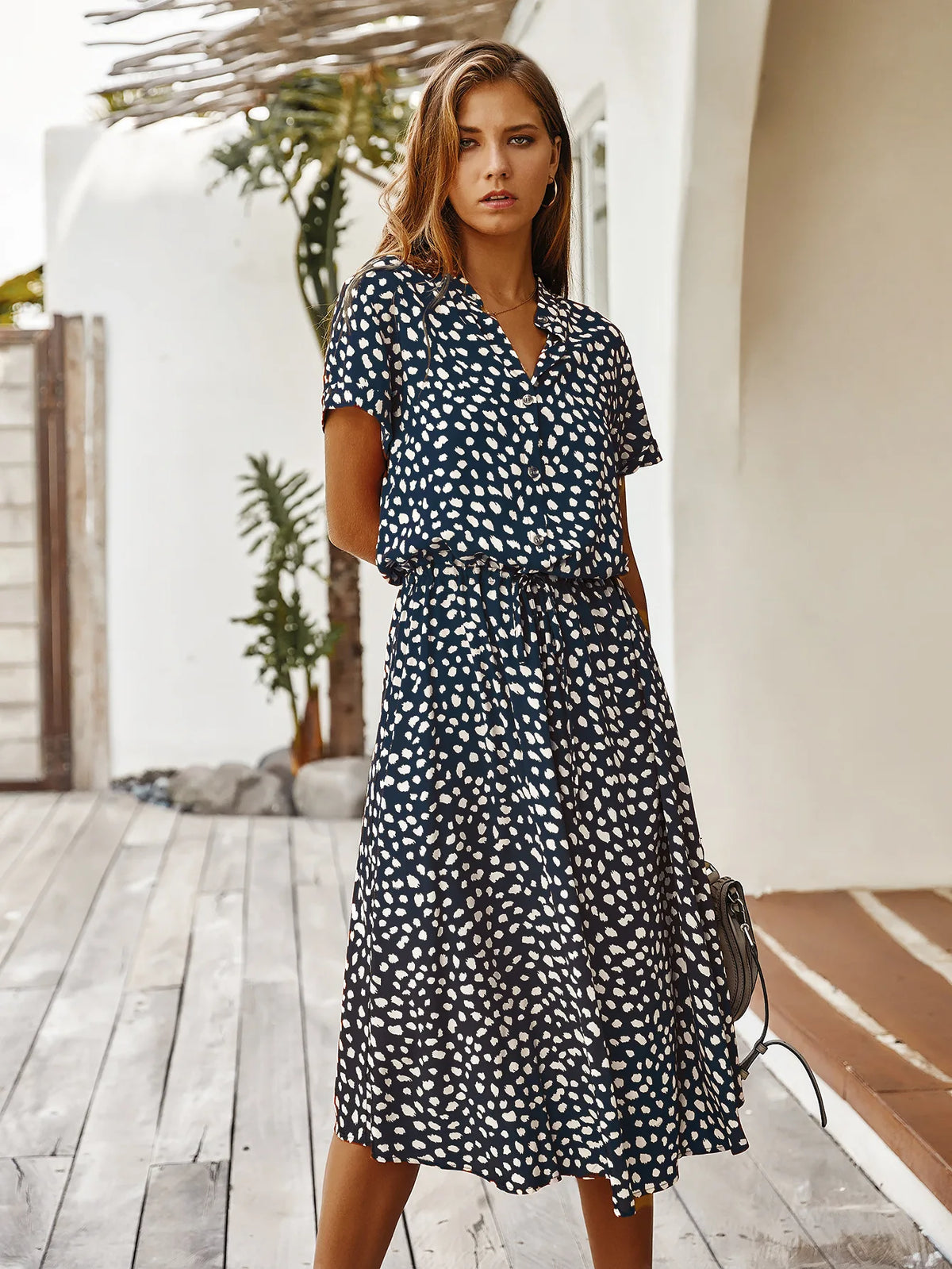 Vintage Floral Shirt Dress – Belted Mid-Calf Fit