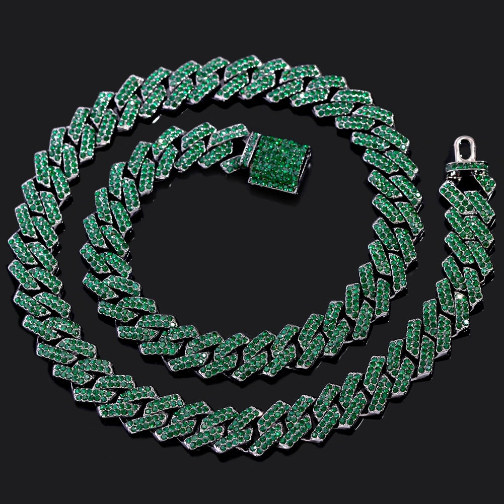 14mm Iced Out Rhombus Cuban Link Chain