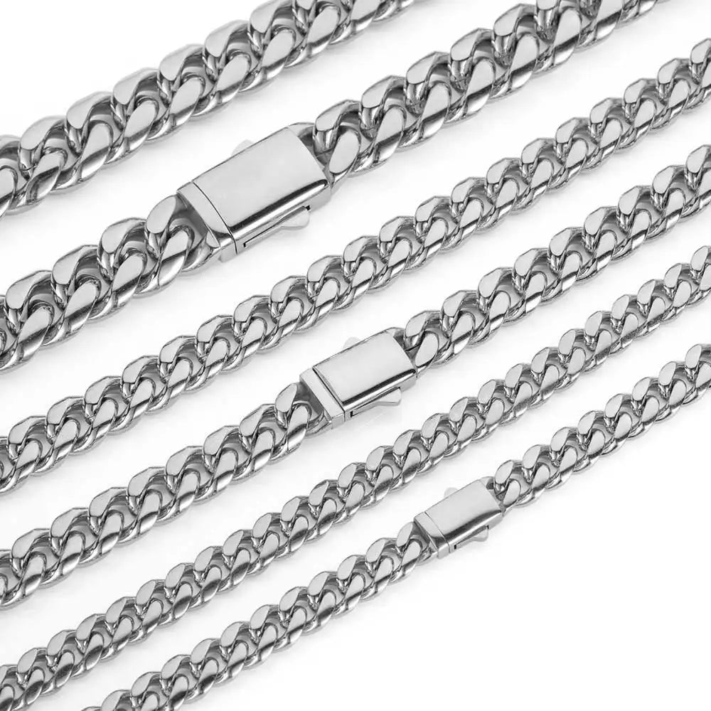 Stainless Steel Cuban Link Necklace or Bracelet – 8–14mm