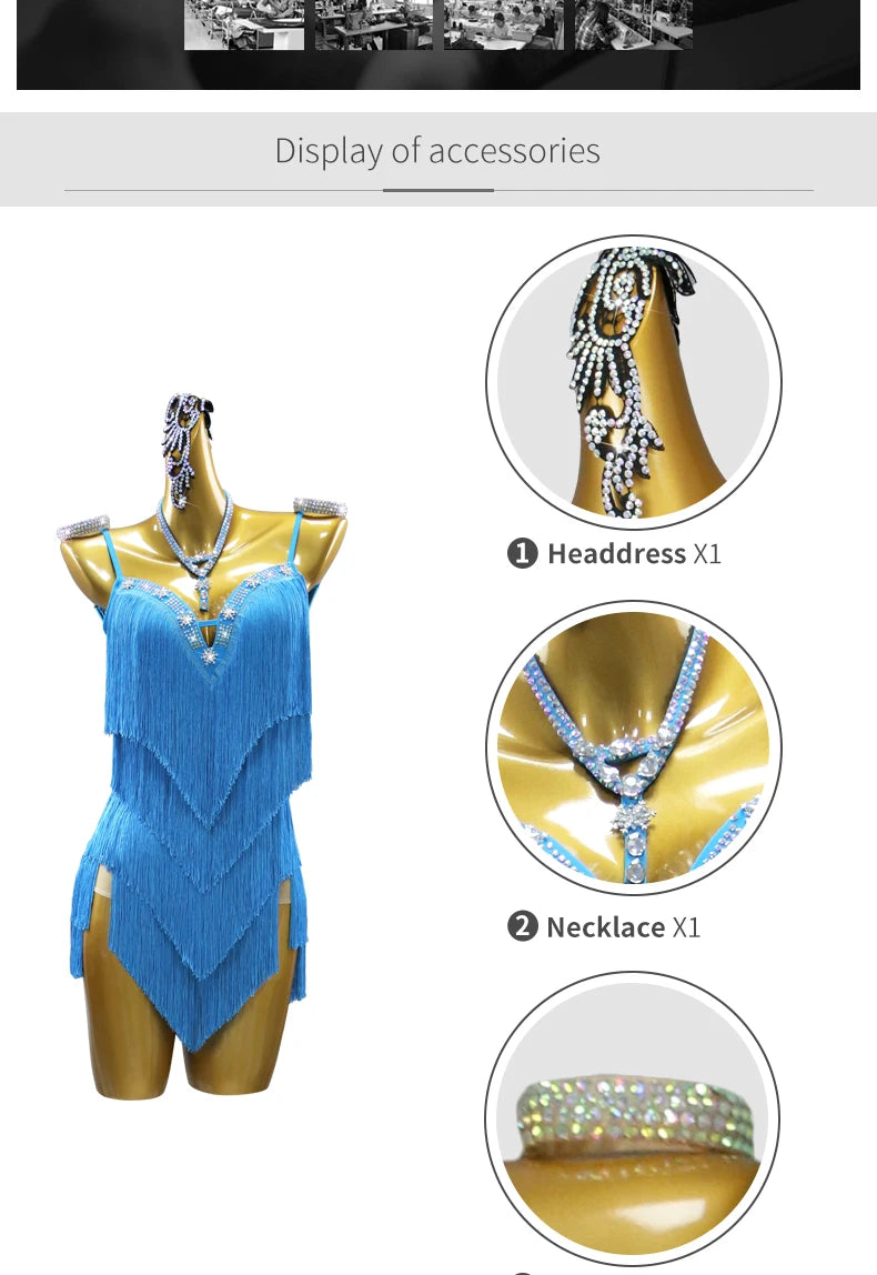 Dress For Dancing Female Dance Suit Evening Dress Latin Competition Costume 2026 Elegant Party Wear Sports Fringed Clothes