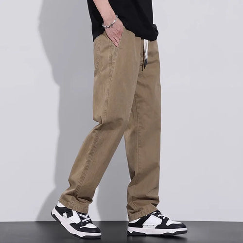 Casual Men's Fashion Simple and Handsome Work Pants for Spring Summer American Fashion Brand Loose Straight Pants for Teenagers