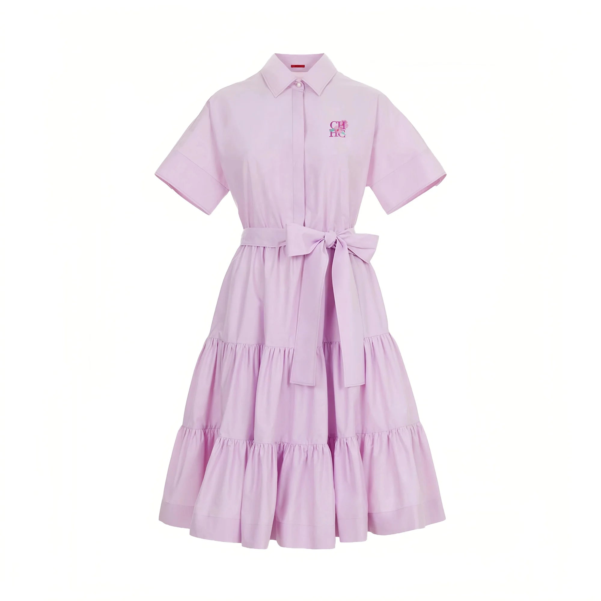 CHCH 2025 Women Dress Summer Office Lady Elegant Long Sleeve Solid Color Shirt Sundress Casual Loose Buttons Lace Up Dress