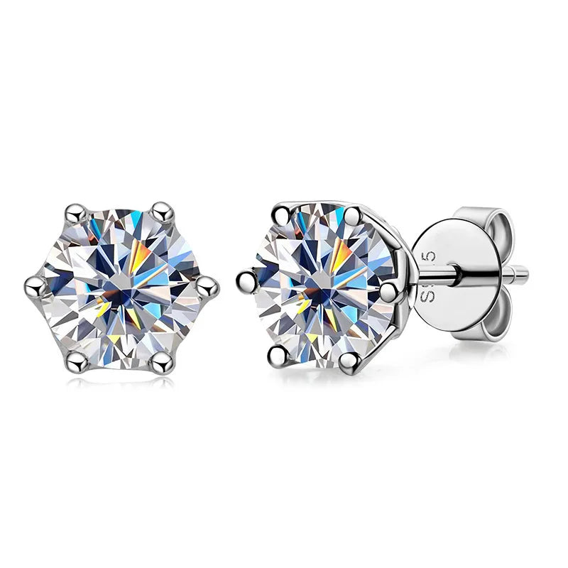 Butterflykiss D Color Moissanite Stud Earrings — 925 Sterling Silver | GRA Certified | 0.5CT, 1CT & 2CT | 20+ Colors