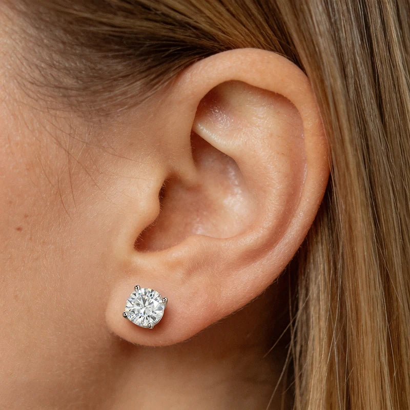 Smyoue 0.1-3CT Test Passed Moissanite Studs Earrings for Men Women S925 Silver Platinum Plated Bride Wedding Lab Diamond Studs